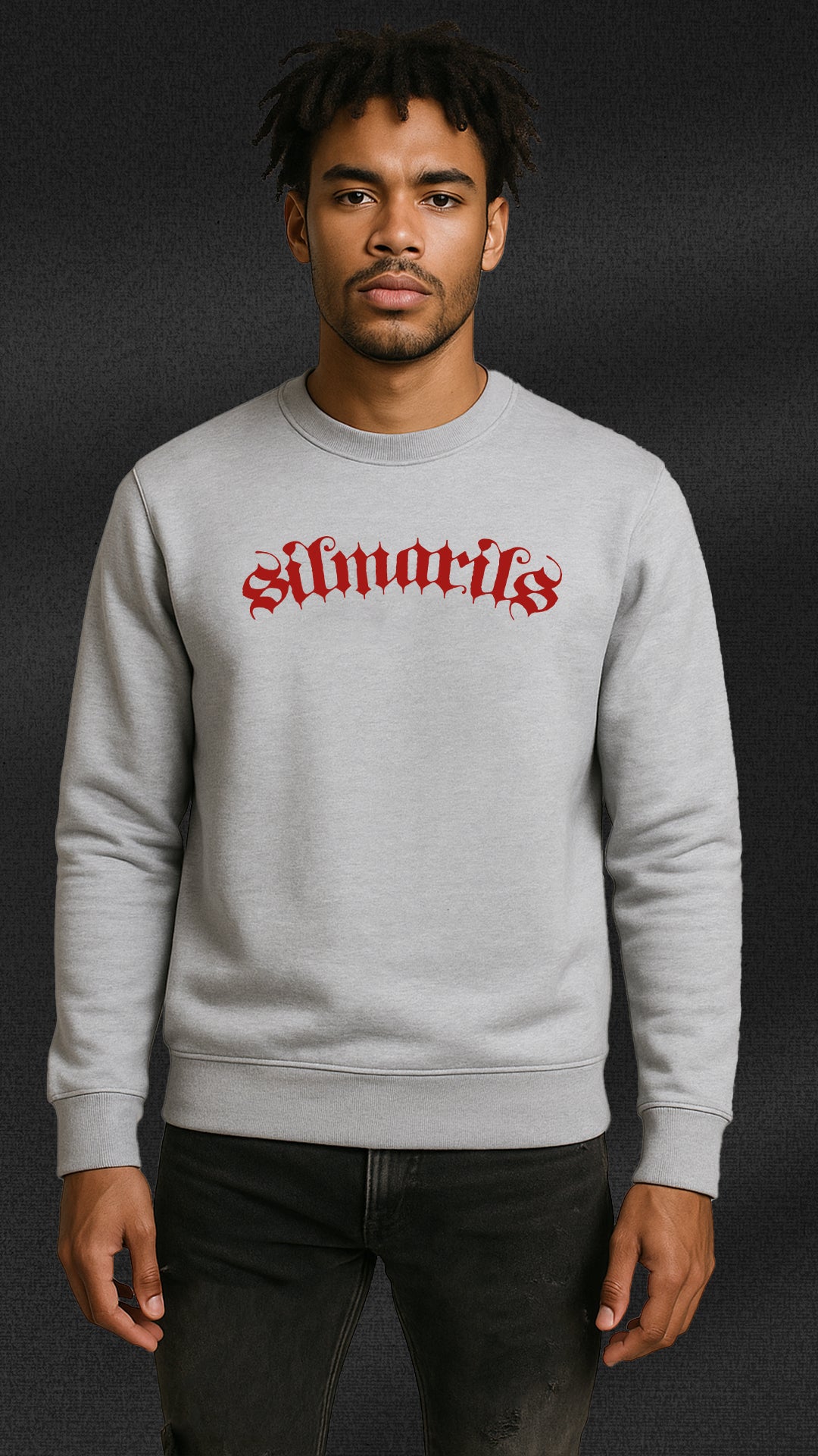 Sweat Gris Chiné _  Silmarils rouge